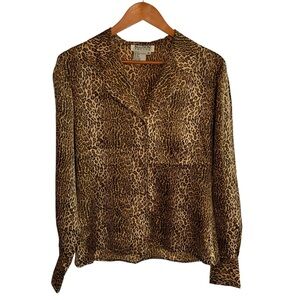 Allison Taylor Women’s Medium 90s Leopard Print Blouse